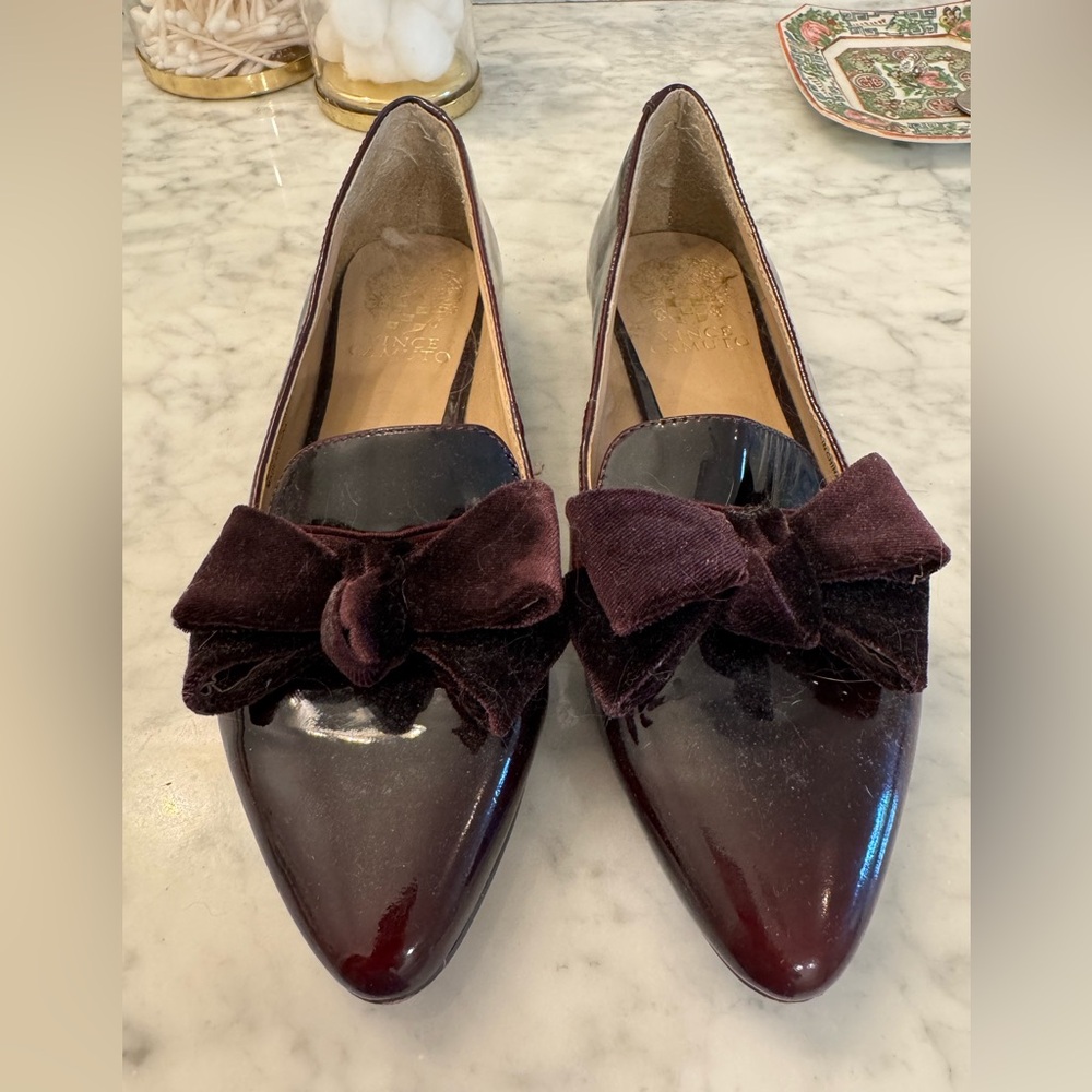 Vince Camuto Burgundy Flats with Bow Detail